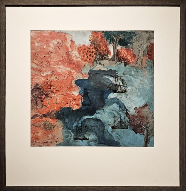 Nalini Malani | Intrusion | Reverse painting on acrylic sheet | 17.5 x 19.5 Inches | C. 1999