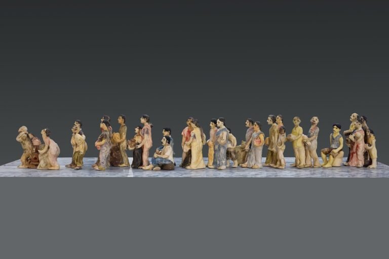 Sudipta Das | Echoes in Single File | 2025 | Ceramic | Set of 14 units | 10(H) x 60(W) x 12(D) Inches
