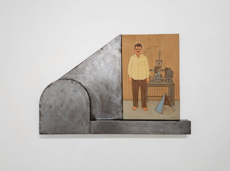 Roshan Chhabria | Form Maker | 2026 | Natural pigment and acrylic on linen canvas pasted on board and metal | 28 x 41.5 Inches | Canvas size: 24 x 16 Inches