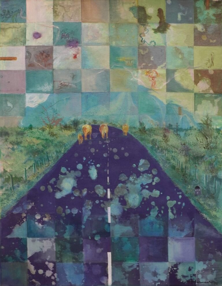Hasan Ali Kadiwala | On Way… I | 2022 | Acrylic and fluid on canvas |
