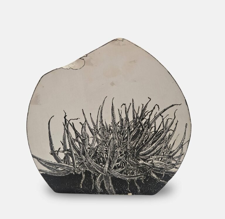 Shadiya CK | How to Plant Stones IV | 2025 | Etched drawing on limestone | 12(H) x 12(W) x 2(D) Inches