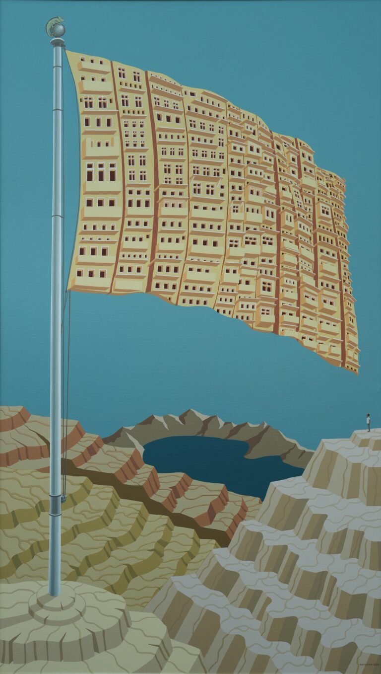Gigi Scaria | Current Affairs | Acrylic on canvas | 84 x 48 Inches