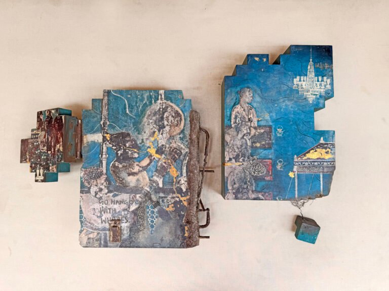 Nandan Ghiya | Found Debris Fragment: A Symposium of Spectres | – | Wood, concrete, metal and pigments (Set of 2 units) | Work 1: 16.5(H) x 21(L) x 3.5(W) Inches, Work 2: 16.5(H) x 11.5(L) x 3.5(W) Inches
