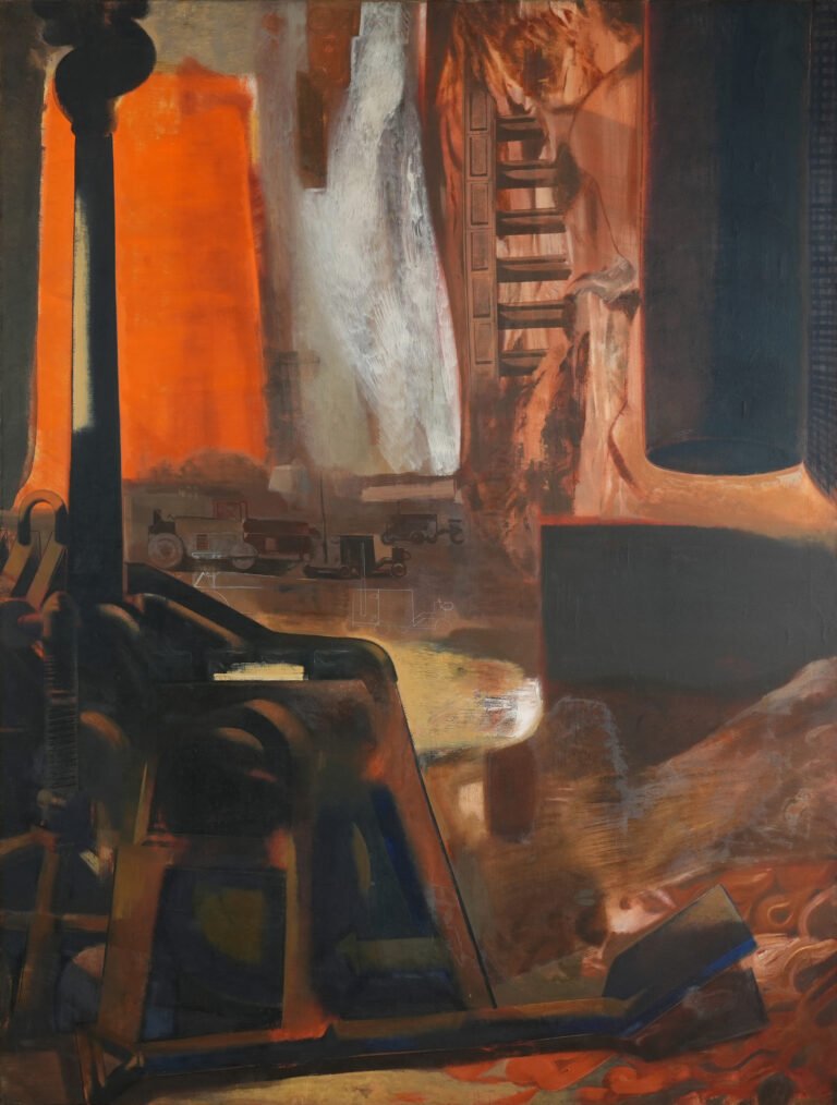 Nataraj Sharma | Roadmaker – Orange Light | 1998 | Oil on canvas | 75 x 56 Inches