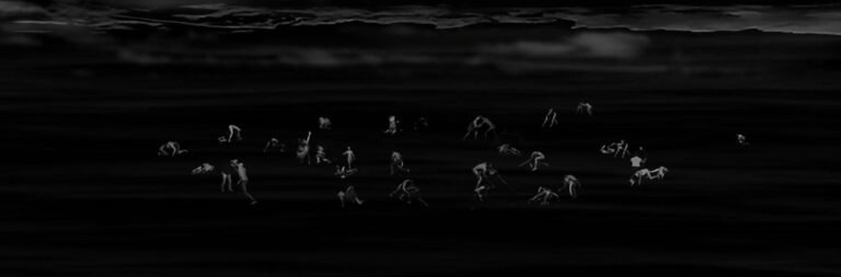 Ranbir Singh Kaleka | Unquiet Bodies. Version 2 | 2026 | Projection on painting. Limited edition 1 of 3 | 8 x 120 (L) Inches | Video Duration: 2 minutes, 28 seconds
