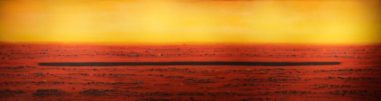 Sujith SN | Elsewhere or Otherwise II | 2025 | Tempera on paper | 37 x 140.5 Inches
