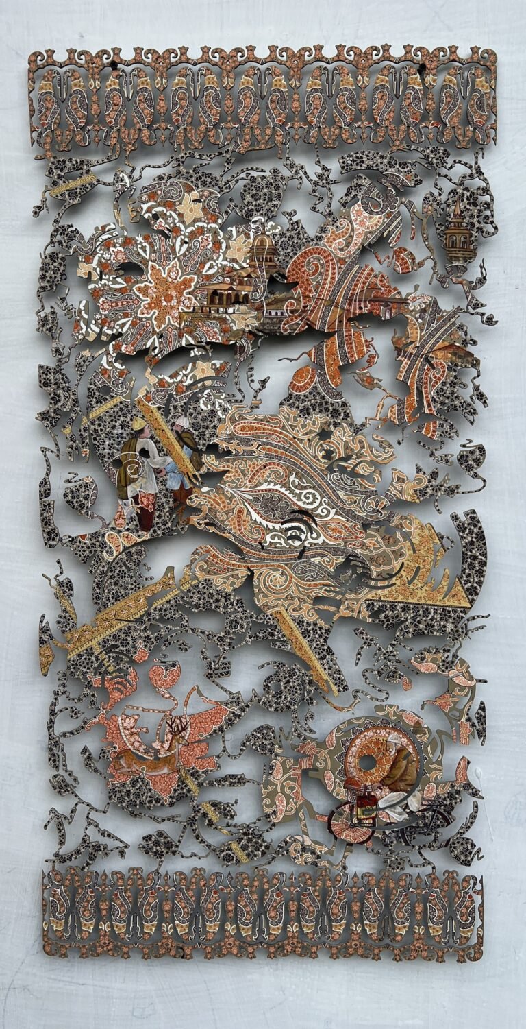 Veer Munshi | A Fractured Carpet of Memory II | 2026 | Hand painted metal | 36 x 18 Inches