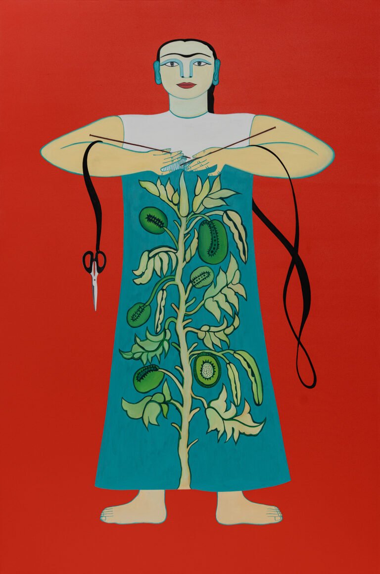 Rekha Rodwittiya | Home is Wherever You Are | 2026 | Oil and acrylic on canvas | 72 x 48 Inches