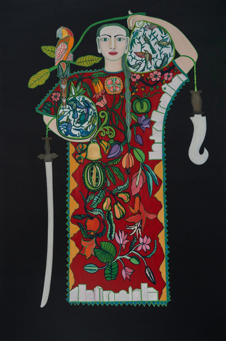 Rekha Rodwittiya | Home is Wherever You Are | 2026 | Oil and acrylic on canvas | 71 x 48 Inches